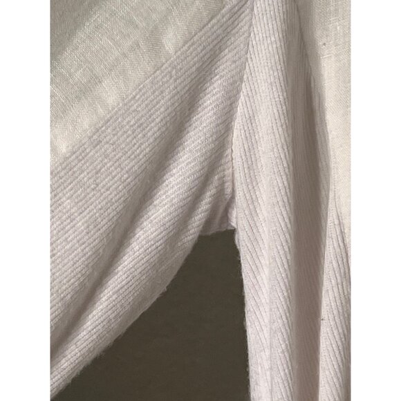 INC. International Concept 8 White Linen Rayon Blouse Pockets Roll Tab Sleeves - Picture 13 of 16